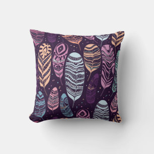 Ethnic feathers seamless pattern. cushion