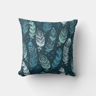 Ethnic feathers seamless pattern cushion