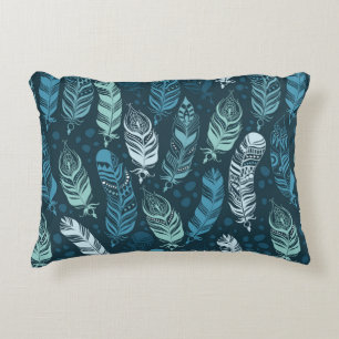 Ethnic feathers seamless pattern decorative cushion