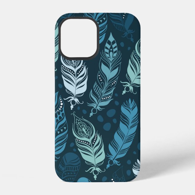 Ethnic feathers seamless pattern iPhone case (Back)
