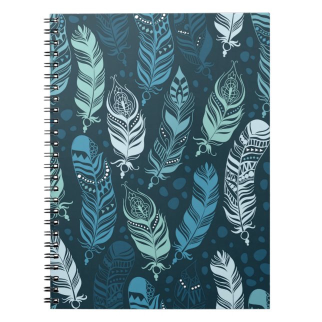 Ethnic feathers seamless pattern notebook (Front)