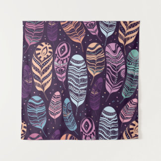 Ethnic feathers seamless pattern. tapestry