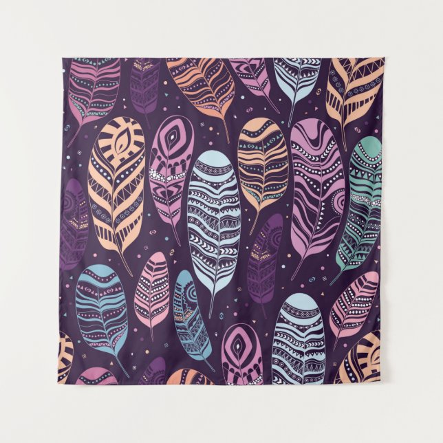 Ethnic feathers seamless pattern. tapestry (Front)