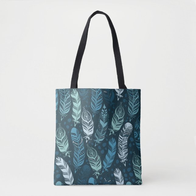 Ethnic feathers seamless pattern tote bag (Front)