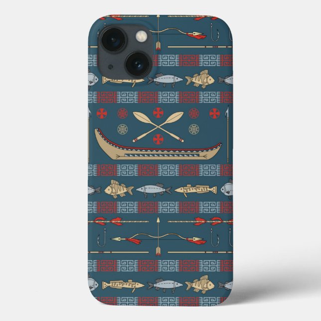 Ethnic Fishing Pattern Case-Mate iPhone Case (Back)