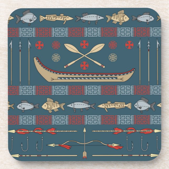 Ethnic Fishing Pattern Coaster (Front)