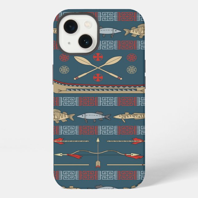 Ethnic Fishing Pattern iPhone Case (Back)