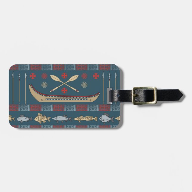 Ethnic Fishing Pattern Luggage Tag (Front Horizontal)