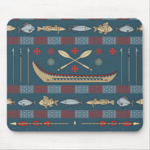 Ethnic Fishing Pattern Mouse Pad
