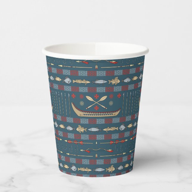 Ethnic Fishing Pattern Paper Cups (Left)