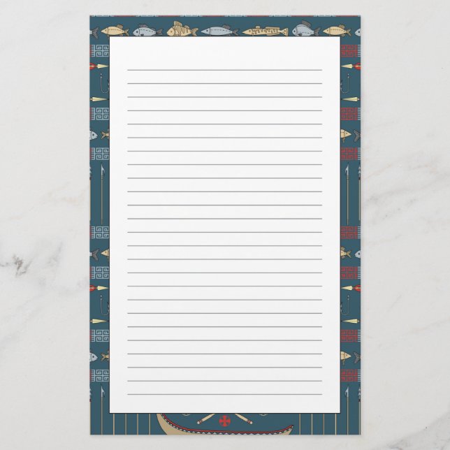 Ethnic Fishing Pattern Stationery (Front)