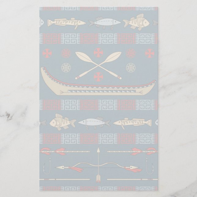 Ethnic Fishing Pattern Stationery (Front)