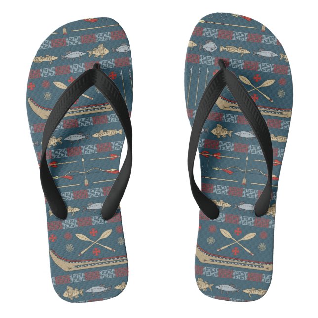 Ethnic Fishing Pattern Thongs (Footbed)