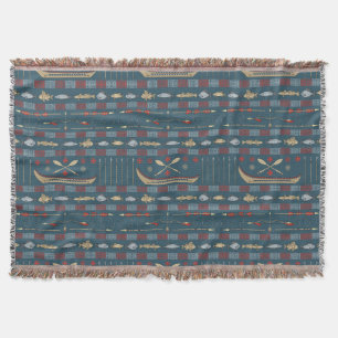 Ethnic Fishing Pattern Throw Blanket
