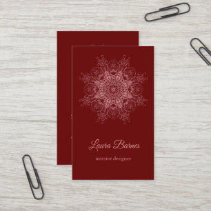 ethnic floral coral mandala. business card