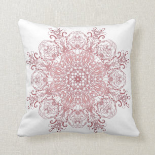 Ethnic floral coral mandala. cushion