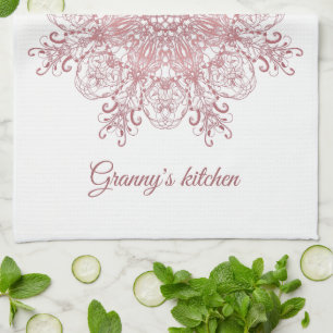 Ethnic floral coral mandala. tea towel