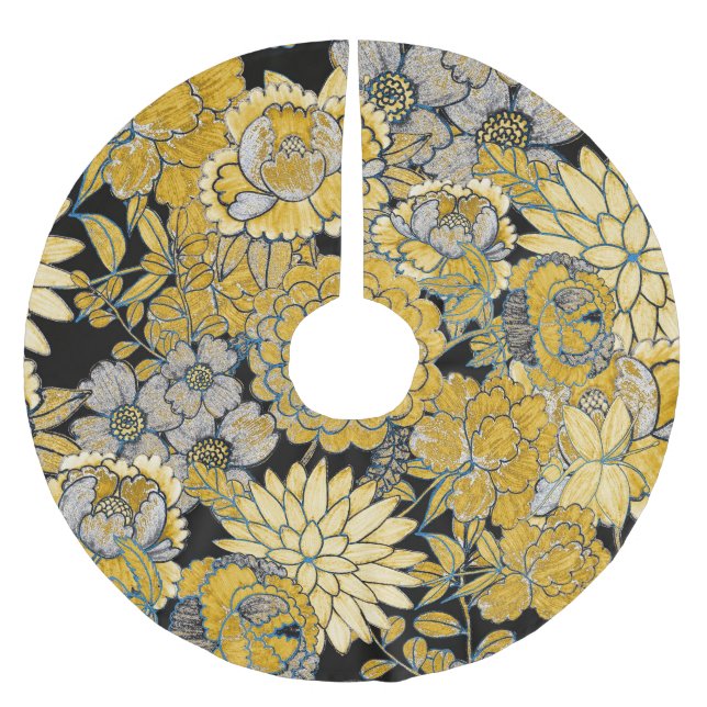 Ethnic Floral: Creative Paisley Texture. Brushed Polyester Tree Skirt (Front)