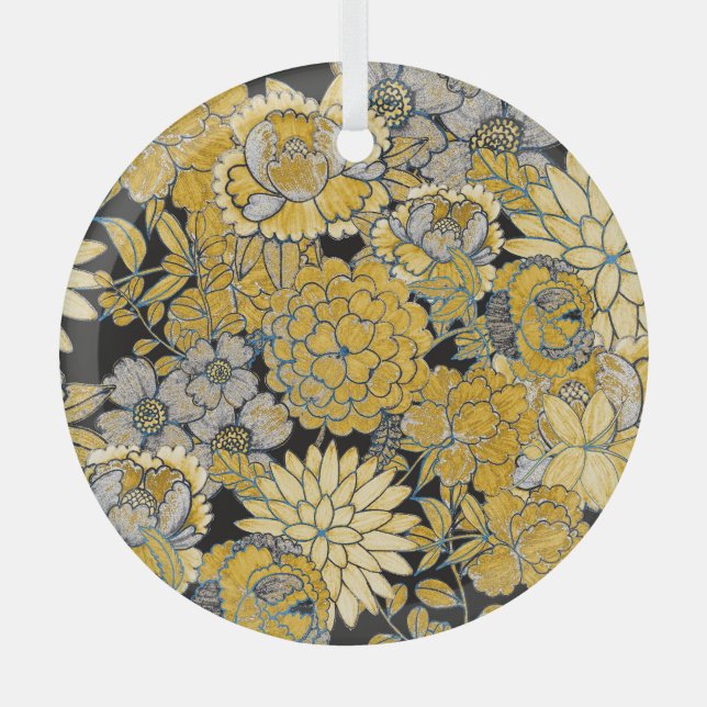 Ethnic Floral: Creative Paisley Texture. Glass Tree Decoration (Front)