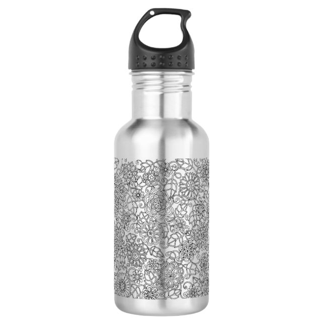 Ethnic Floral Doodle 710 Ml Water Bottle (Front)