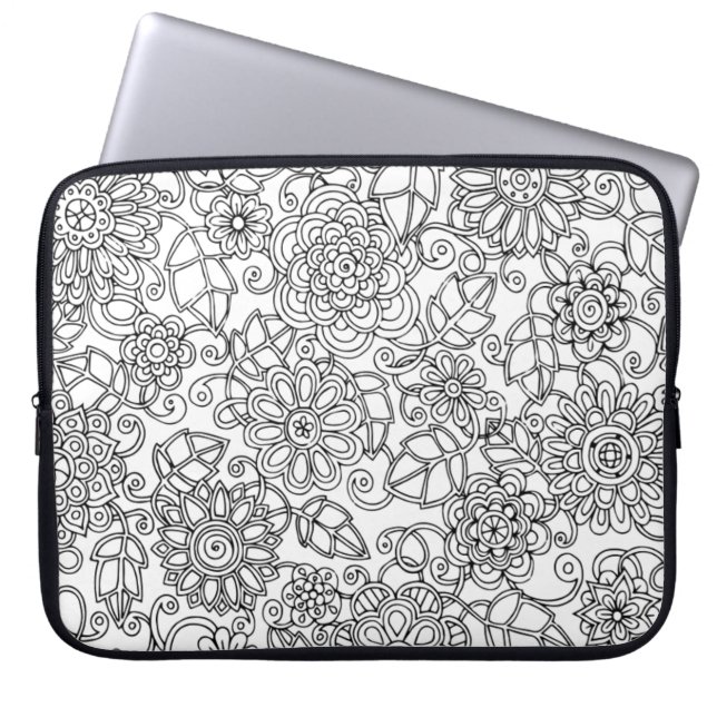 Ethnic Floral Doodle Laptop Sleeve (Front)