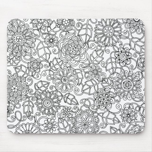 Ethnic Floral Doodle Mouse Pad (Front)