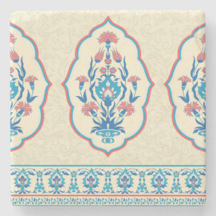 Ethnic Floral Fabric: Seamless Elegance Stone Coaster