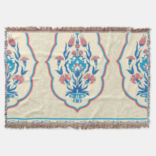 Ethnic Floral Fabric: Seamless Elegance Throw Blanket