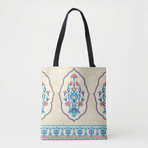 Ethnic Floral Fabric: Seamless Elegance Tote Bag