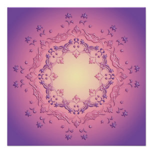 Ethnic floral gradient mandala poster
