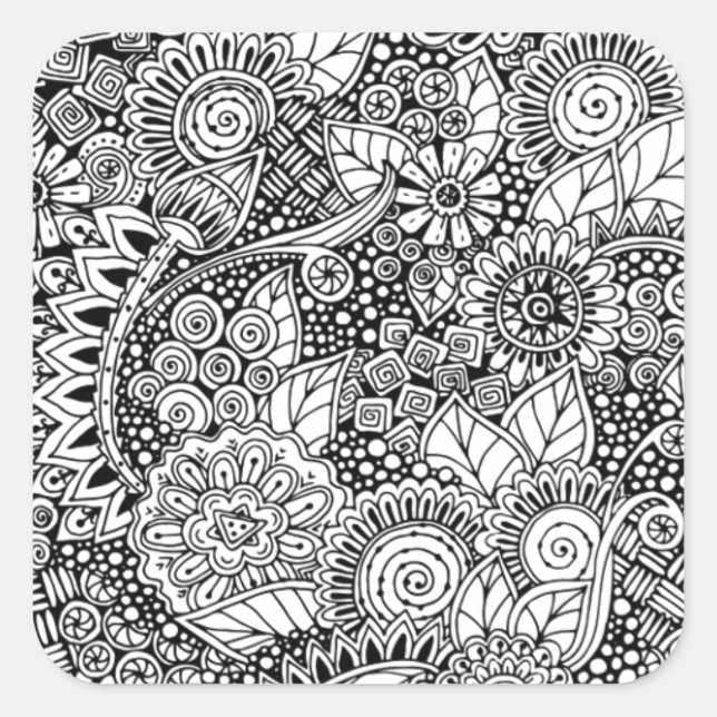 Ethnic Floral Inspired Square Sticker (Front)