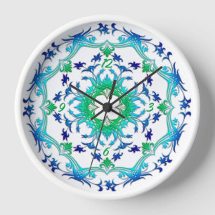 Ethnic floral mandala. clock