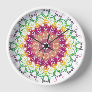 Ethnic floral mandala. clock