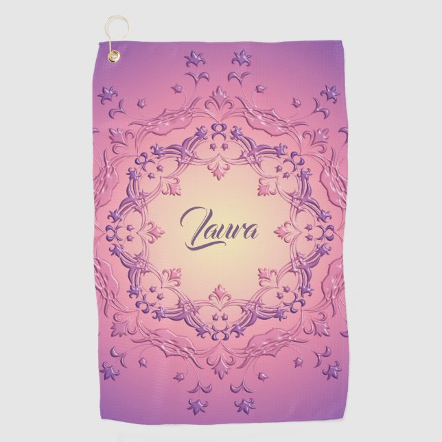 Ethnic floral mandala. Floral Crown Golf Towel (Front)