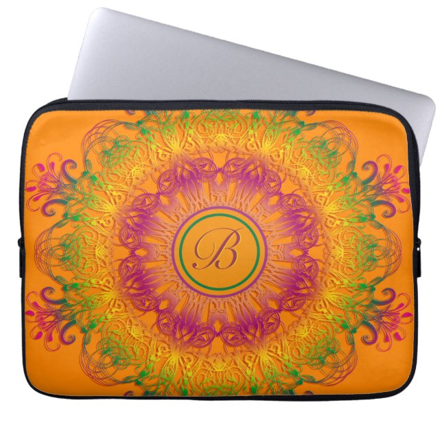Ethnic Floral Mandala Laptop Sleeve (Front)