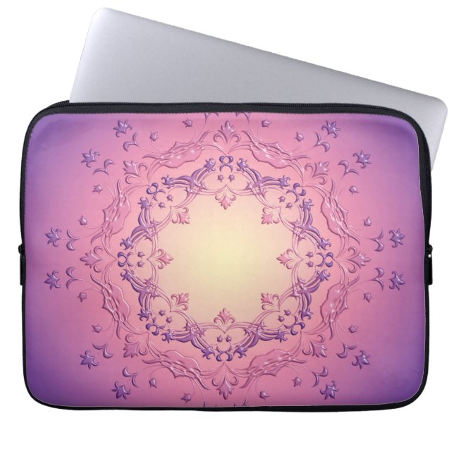 Ethnic floral mandala. laptop sleeve (Front)