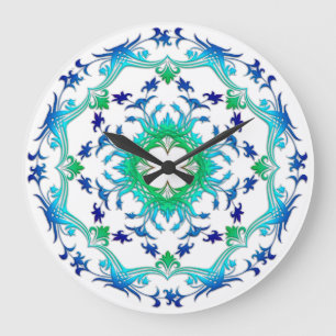 Ethnic floral mandala. large clock