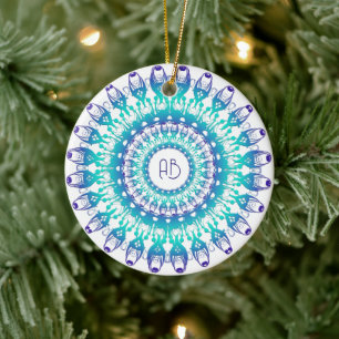 Ethnic floral mandala.monogram ceramic ornament