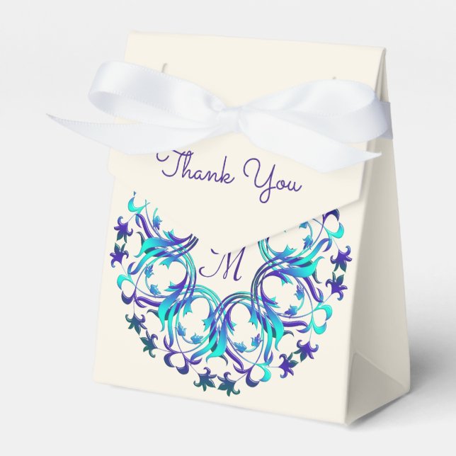 Ethnic Floral Mandala Monogram Favour Box (Front Side)