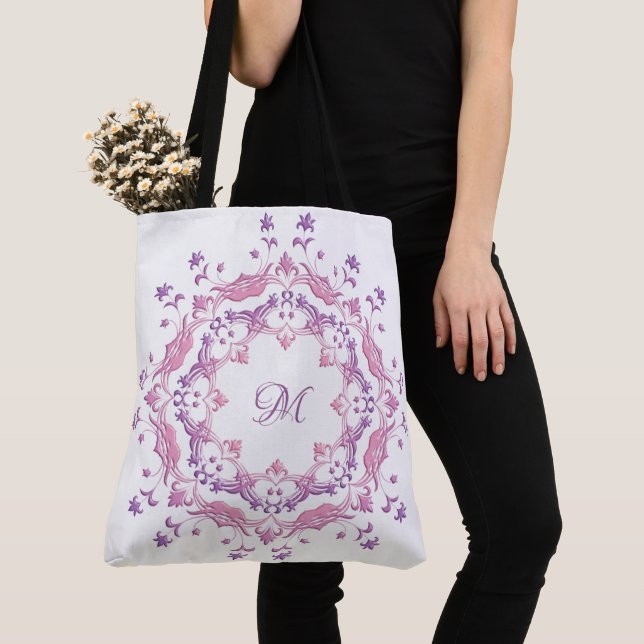 Ethnic floral mandala. Monogram. Tote Bag (Close Up)