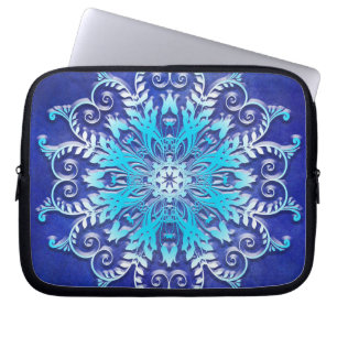 ethnic floral mandala on grunge background laptop sleeve