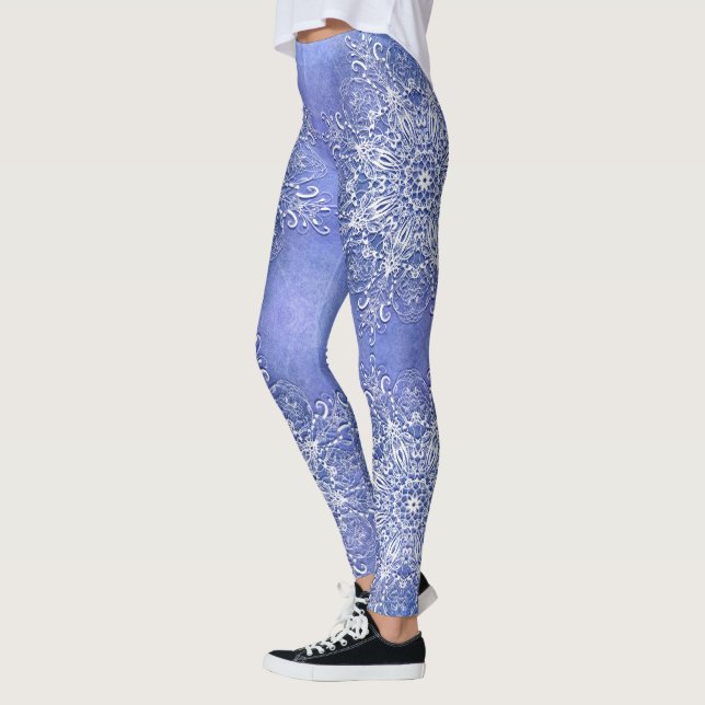 Ethnic floral mandala on grunge background leggings (Left)