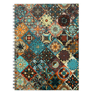 Ethnic floral mandala seamless pattern. Colourful  Notebook