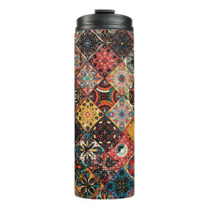 Ethnic floral mandala seamless pattern. Colourful  Thermal Tumbler