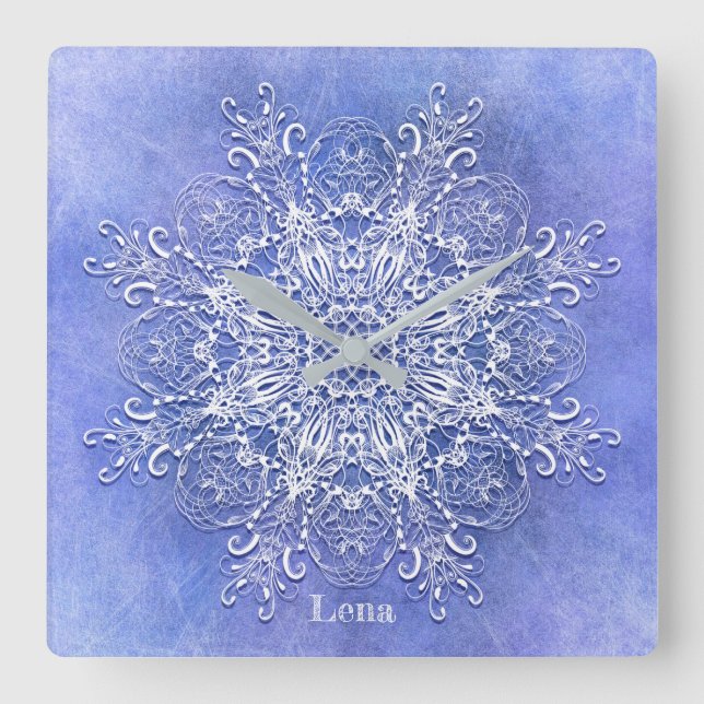 Ethnic floral mandala. square wall clock (Front)