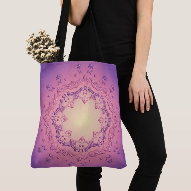 Ethnic floral mandala tote bag (Close Up)