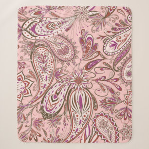 Ethnic Floral: Oriental Paisley Design. Sherpa Blanket