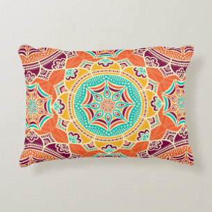 Ethnic floral seamless pattern decorative cushion