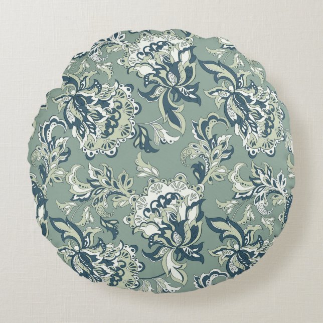 ethnic floral seamless pattern. folkloric batik or round cushion (Front)