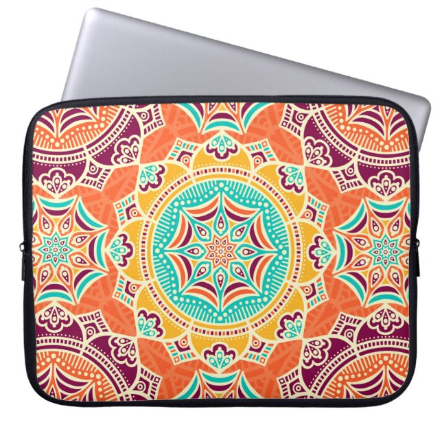 Ethnic floral seamless pattern laptop sleeve (Front)